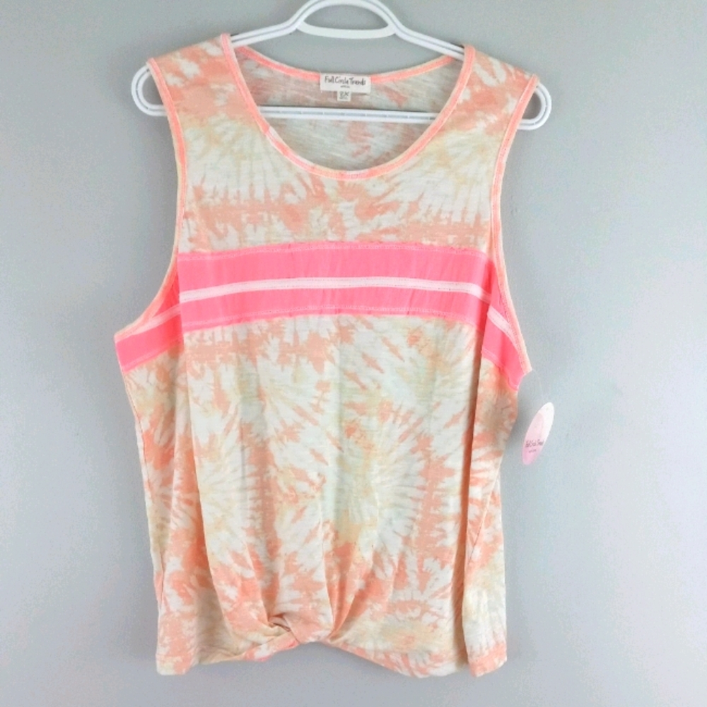 Full Circle Trends Women's Peach Tie Dye top /2X